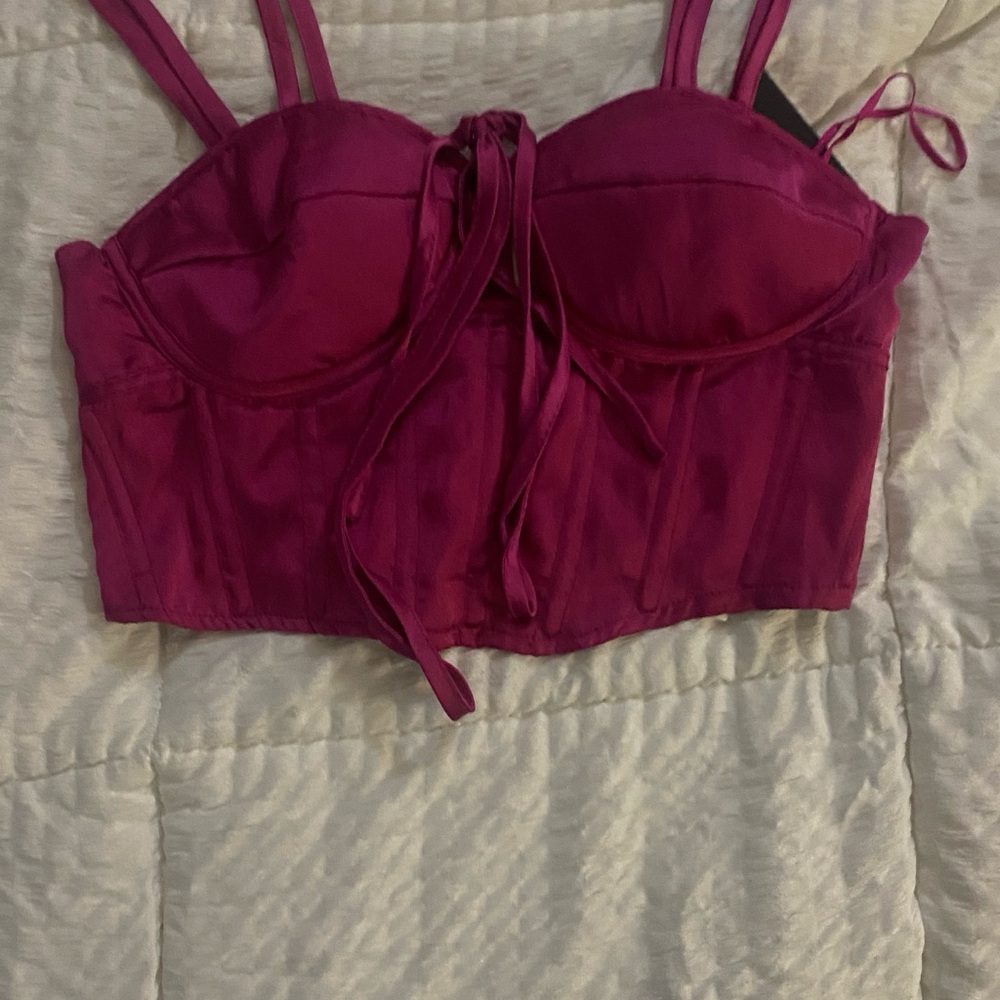 Satin Fuchsia Bustier Top